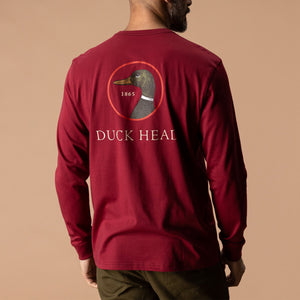 DUCKHEAD Men's Tees DEEP RED / S Duck Head Logo Long Sleeve T-Shirt D21020652