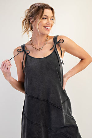 EASEL Women's Pants Mineral Washed Cotton Span Jumpsuit || David's Clothing