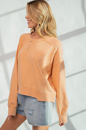 EASEL Women's Top Mineral Washed Terry Knit Pullover || David's Clothing