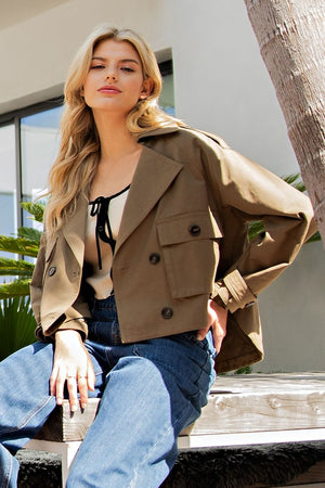 ee:some Women Jackets Cropped Trench Jacket || David's Clothing