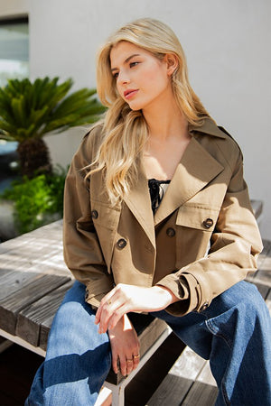 ee:some Women Jackets Cropped Trench Jacket || David's Clothing