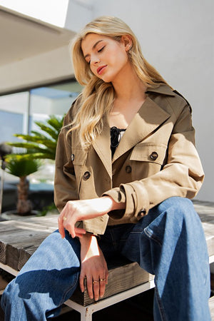 ee:some Women Jackets Cropped Trench Jacket || David's Clothing