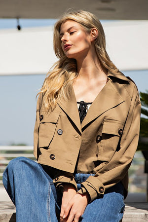 ee:some Women Jackets Cropped Trench Jacket || David's Clothing