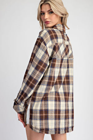 ee:some Women Jackets Long Sleeve Button Down Flannel Jacket || David's Clothing