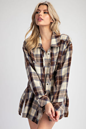 ee:some Women Jackets Long Sleeve Button Down Flannel Jacket || David's Clothing