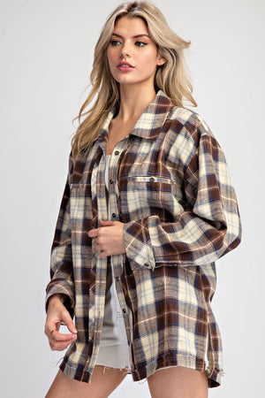 ee:some Women Jackets Long Sleeve Button Down Flannel Jacket || David's Clothing