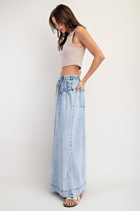 ee:some Women's Jeans Mineral Washed Pleated Wide Leg Pants || David's Clothing