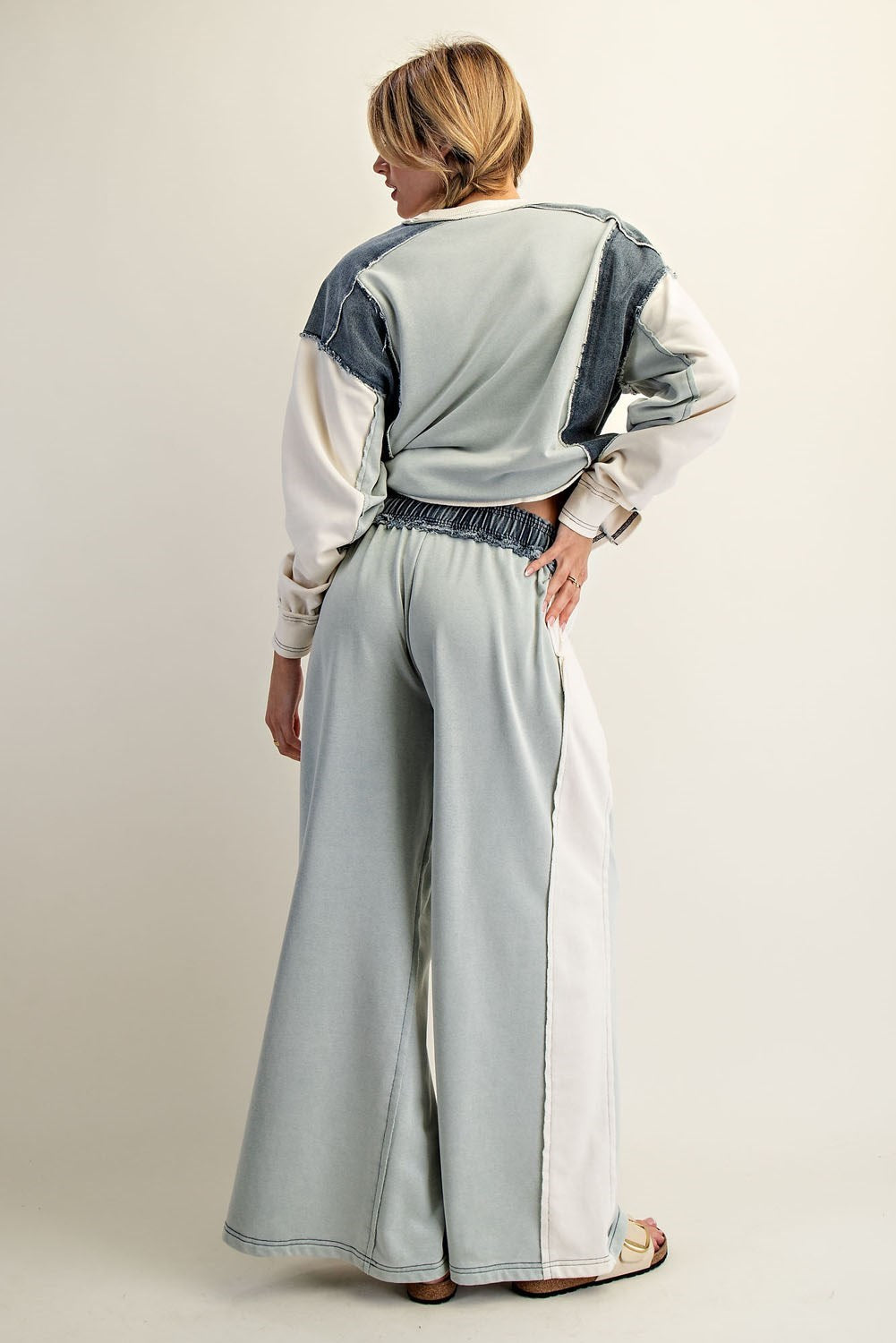 ee:some Women's Pants Color Block Denim Drawstring Pants || David's Clothing