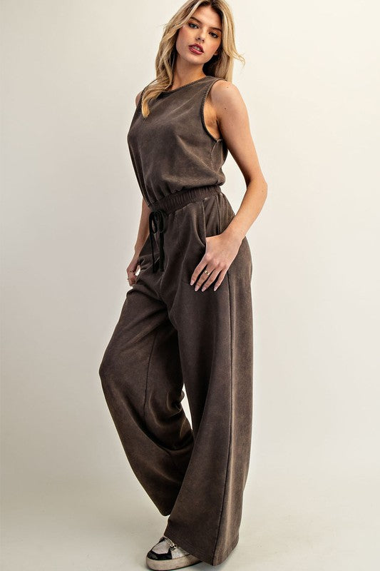 ee:some Women's Pants Soft Washed Solid Sleeveless Jumpsuit || David's Clothing