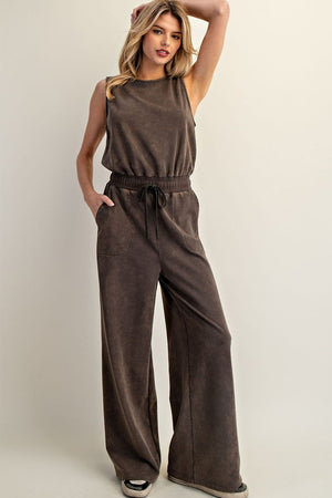 ee:some Women's Pants Soft Washed Solid Sleeveless Jumpsuit || David's Clothing