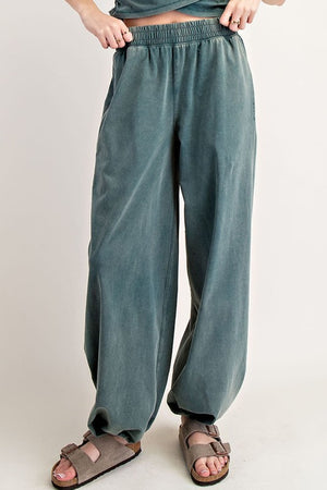 ee:some Women's Pants TEAL / S Solid Pocket Jogger Sweatpants || David's Clothing PH12485