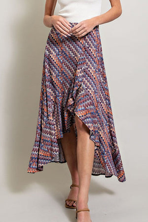 ee:some Women's Skirts Printed Slit Maxi Skirt || David's Clothing