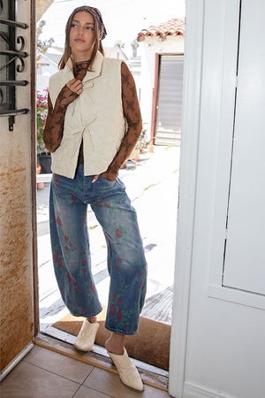 ee:some Women's Top Embroidered Tie Front Quilted Vest || David's Clothing