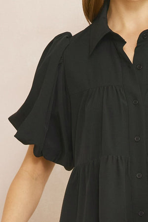 ENTRO INC 25-Women's Dresses Short Sleeve Button Up Dress || David's Clothing