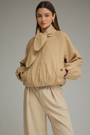 ENTRO INC Women Jackets Solid Long Sleeve Cropped Jacket