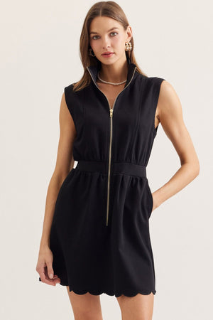 ENTRO INC Women's Dresses BLACK / S Scallop Hem Sleeveless Mini Dress D30394