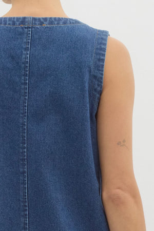 ENTRO INC Women's Dresses Denim Sleeveless Mini Dress || David's Clothing