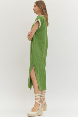 ENTRO INC Women's Dresses Embroidered Solid short sleeve midi dress