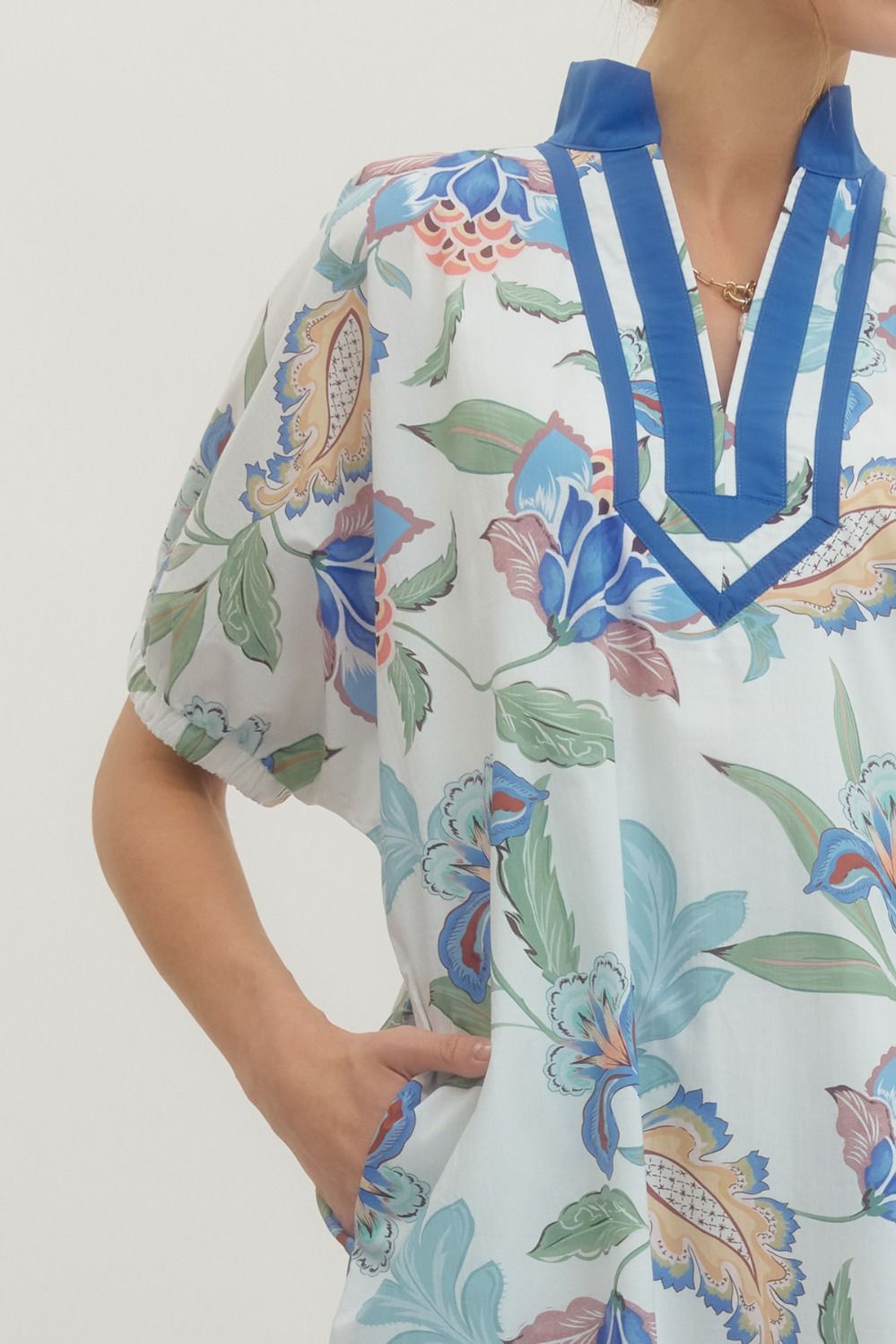 ENTRO INC Women's Dresses Floral Print Puff Sleeve Mini Dress