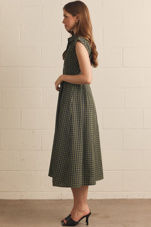 ENTRO INC Women's Dresses Gingham Sleeveless Midi Dress