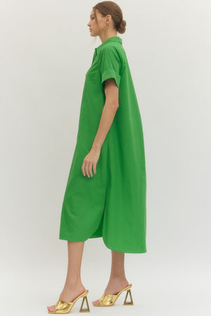 ENTRO INC Women's Dresses Gold Button Detail Short Sleeve Midi Dress