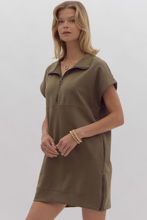 ENTRO INC Women's Dresses Knit Zip Sweater Dress || David's Clothing