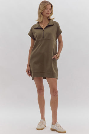 ENTRO INC Women's Dresses Knit Zip Sweater Dress || David's Clothing