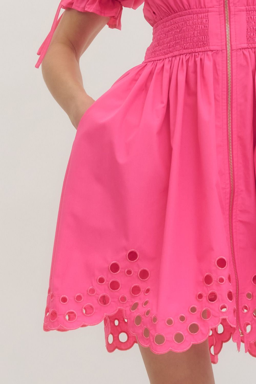 ENTRO INC Women's Dresses Puff Sleeve Eyelet Hem Mini Dress