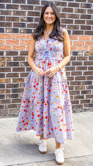 ENTRO INC Women's Dresses Ruched Detail Floral Midi Dress