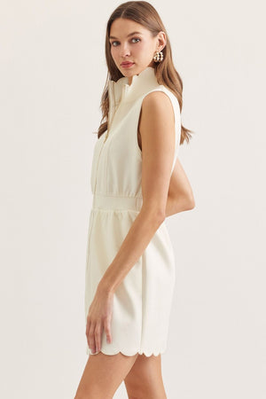 ENTRO INC Women's Dresses Scallop Hem Sleeveless Mini Dress