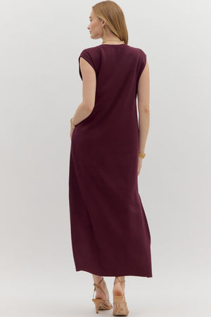 ENTRO INC Women's Dresses Solid Jersey Knit Pullover Midi Dress || David's Clothing