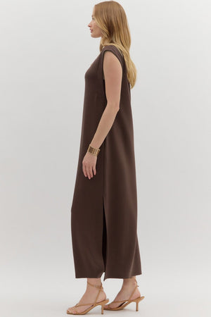 ENTRO INC Women's Dresses Solid Jersey Knit Pullover Midi Dress || David's Clothing