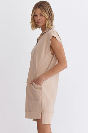 ENTRO INC Women's Dresses Solid Mock-Neck Sleeveless Mini Dress || David's Clothing