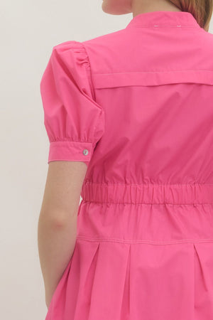 ENTRO INC Women's Dresses Solid short puff sleeve mini dress