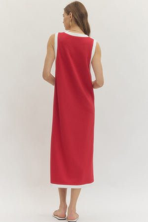 ENTRO INC Women's Dresses Solid Sleeveless Scuba Midi Dress