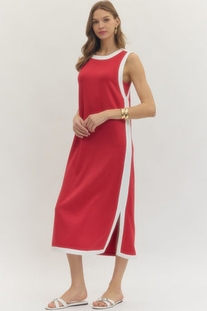 ENTRO INC Women's Dresses Solid Sleeveless Scuba Midi Dress
