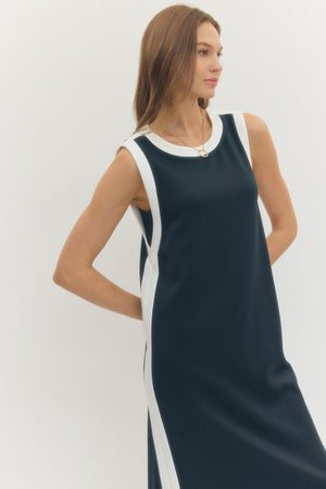 ENTRO INC Women's Dresses Solid Sleeveless Scuba Midi Dress