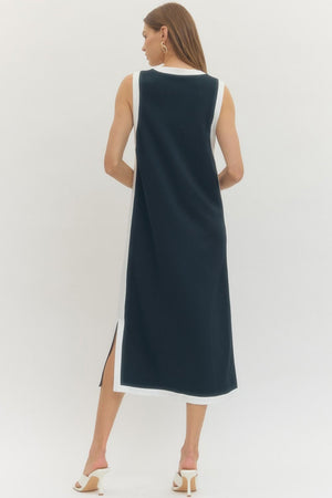 ENTRO INC Women's Dresses Solid Sleeveless Scuba Midi Dress