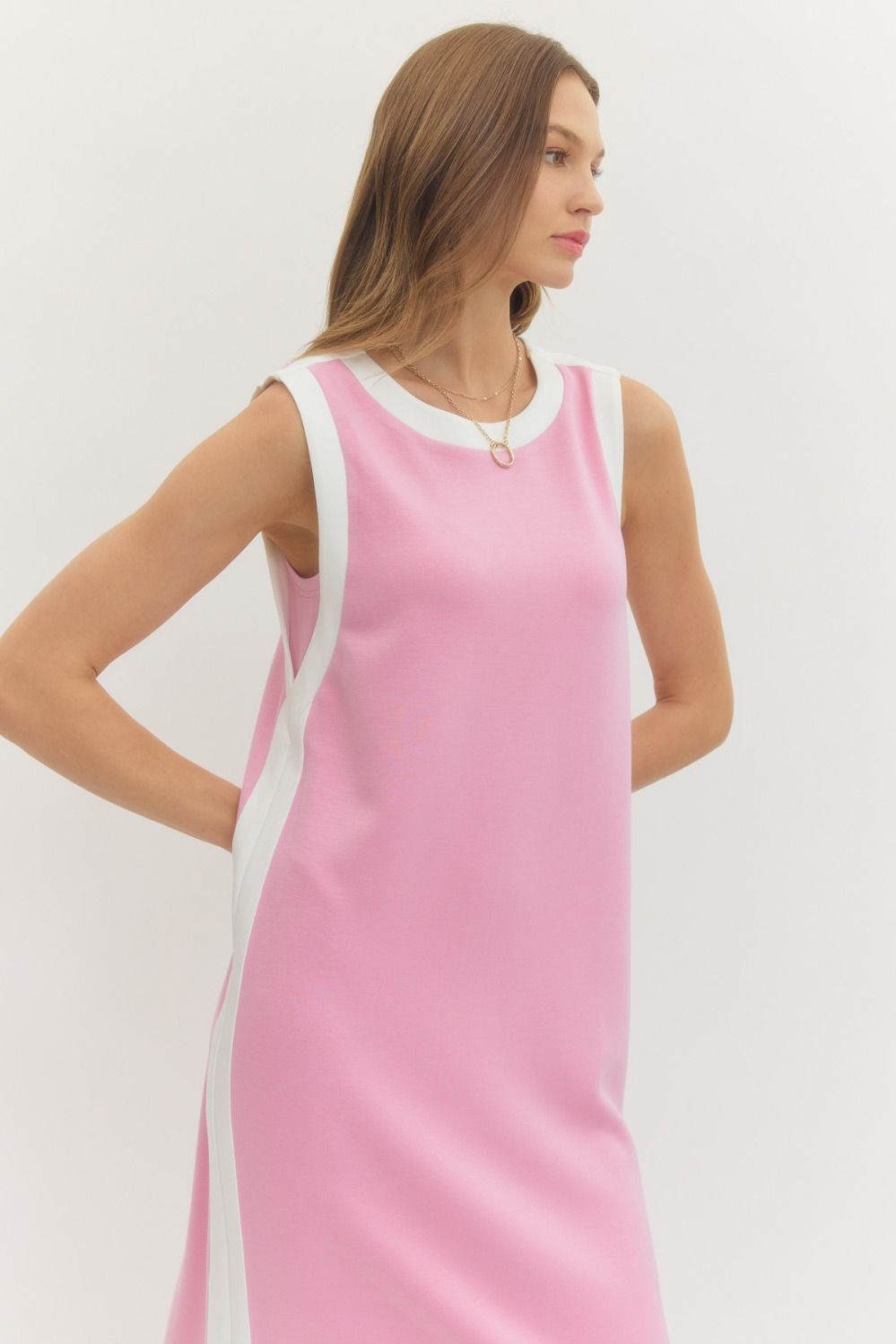 ENTRO INC Women's Dresses Solid Sleeveless Scuba Midi Dress