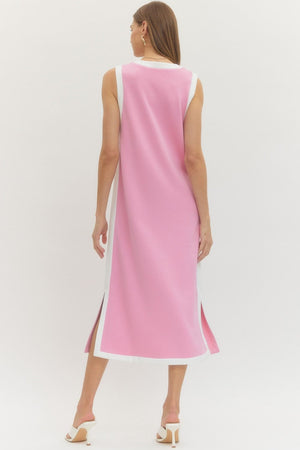 ENTRO INC Women's Dresses Solid Sleeveless Scuba Midi Dress