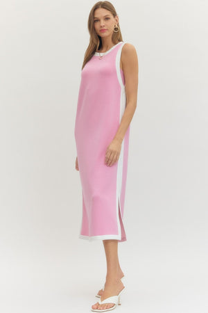 ENTRO INC Women's Dresses Solid Sleeveless Scuba Midi Dress