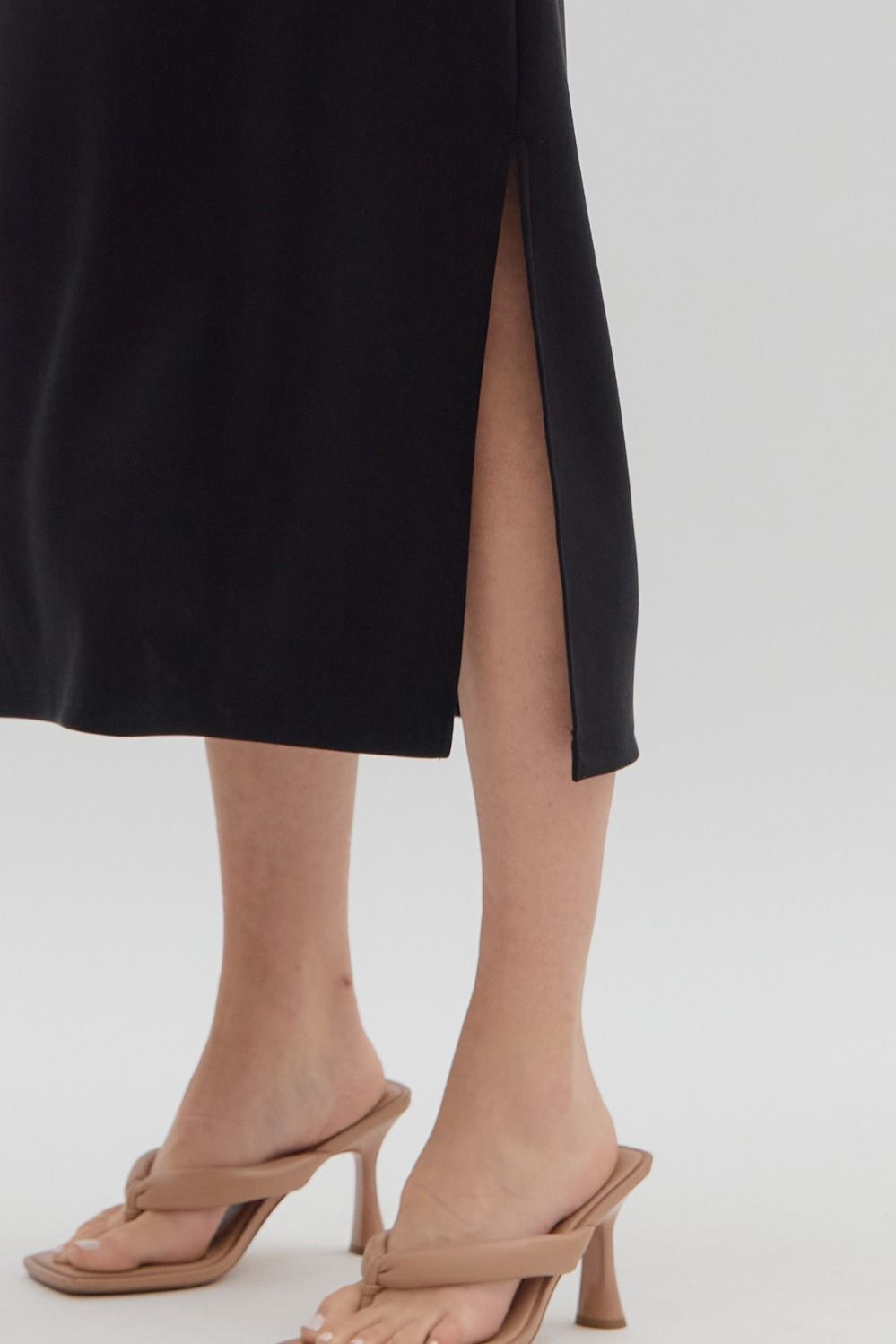 ENTRO INC Women's Dresses Solid Split Collar Scuba Midi Dress