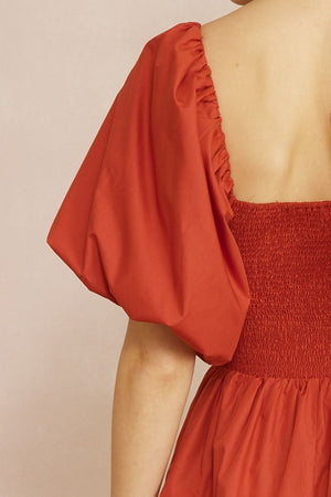 ENTRO INC Women's Dresses Square Neck Puff Sleeve Tiered Mini Dress || David's Clothing