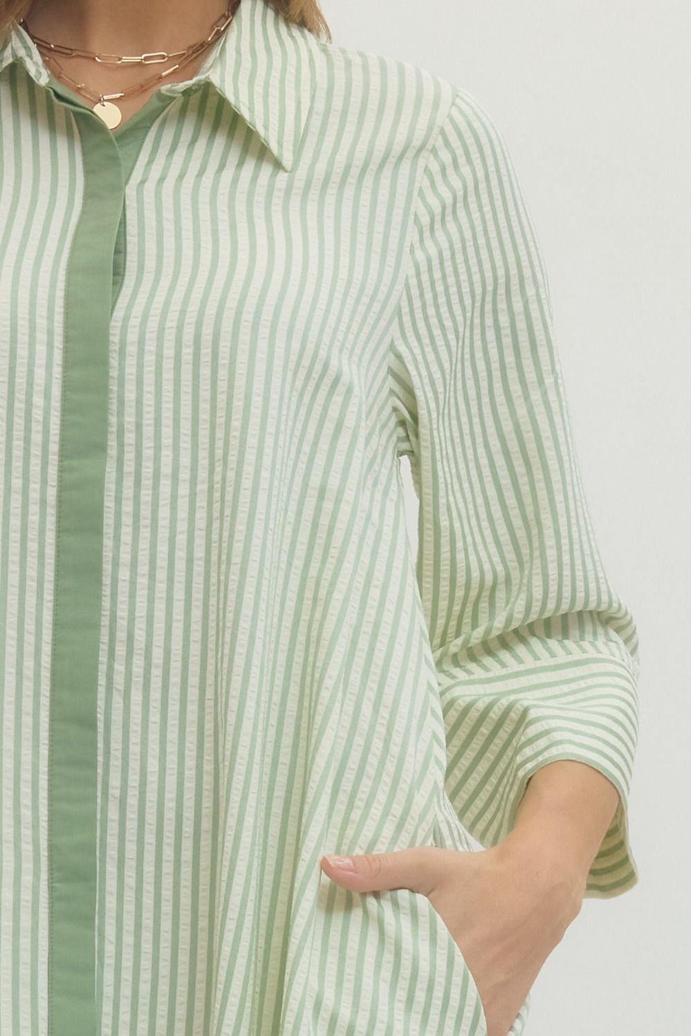 ENTRO INC Women's Dresses Striped 3/4 sleeve Midi dress