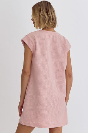 ENTRO INC Women's Dresses Textured Round Neck Sleeveless Mini Dress || David's Clothing