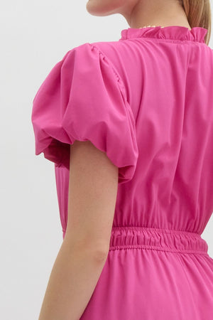 ENTRO INC Women's Dresses V-Neck Bubble Sleeve Tiered Midi Dress || David's Clothing