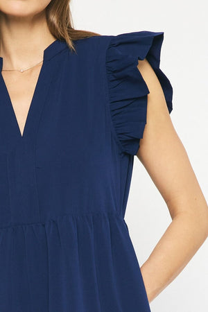 ENTRO INC Women's Dresses V-Neck Short Sleeve Tiered Midi Dress || David's Clothing
