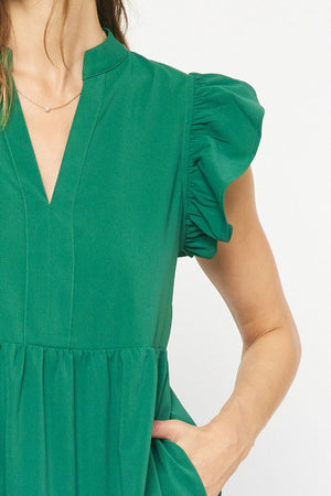 ENTRO INC Women's Dresses V-Neck Short Sleeve Tiered Midi Dress || David's Clothing