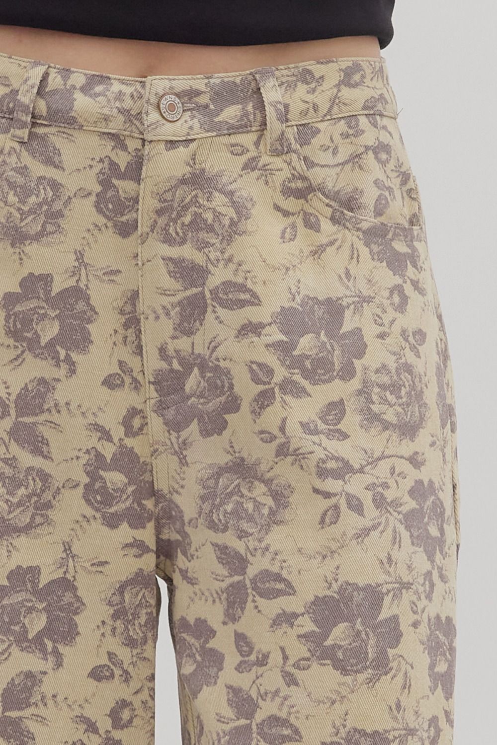 ENTRO INC Women's Pants Floral Print Ankle-Length Pants