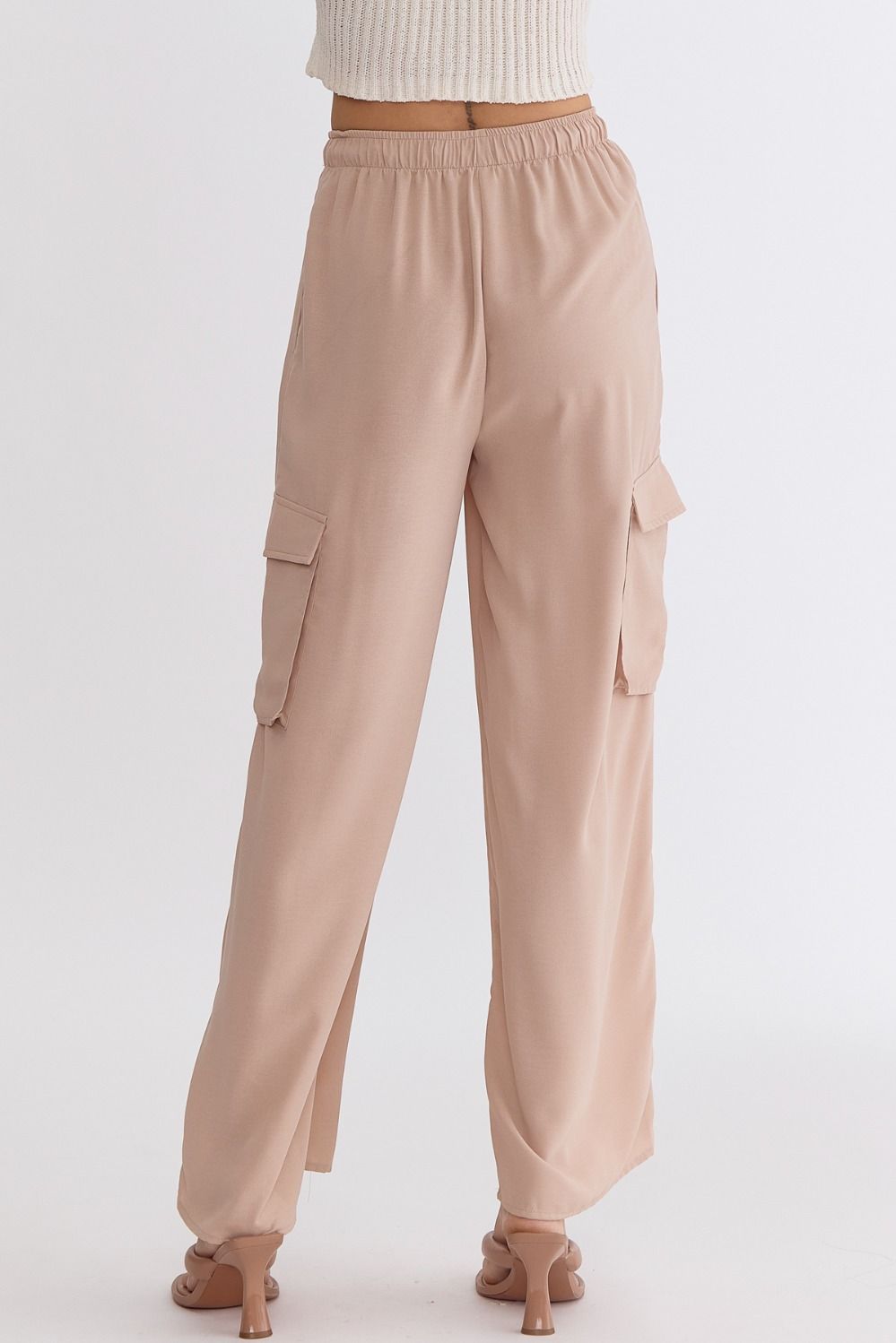 ENTRO INC Women's Pants High Waisted Utility Wide Leg Pants || David's Clothing